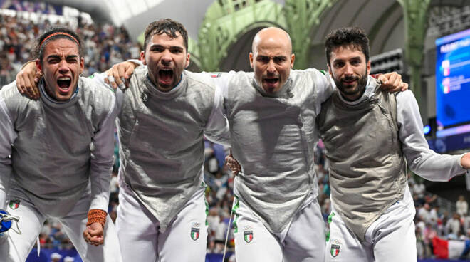 La squadra di fioretto maschile Olimpiadi Filippo Macchi