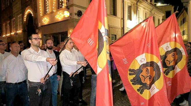 Rete dei Patrioti alla processione del volto santo