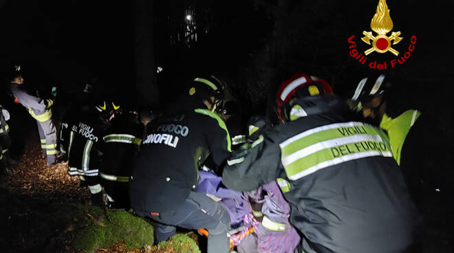 vigili del fuoco bosco notte